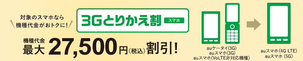 3Gとりかえ割(スマホ) 対象のスマホなら機種代金がおトクに!