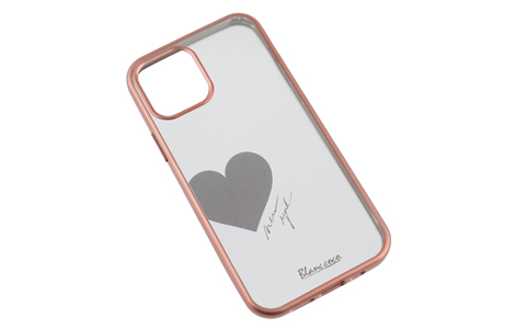 yauzBlanccoco Matte Metal Hybrid Case for iPhone 12_iPhone 12 Pro^Pink Gold CHIC HEART