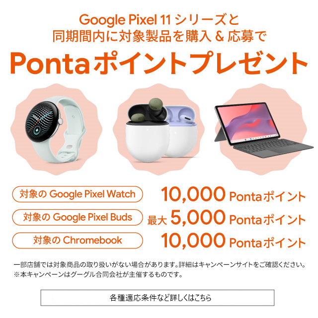 Google Pixel 11�V���[�Y�����w�����ꂽ���q���܌���Ponta�|�C���g�v���[���g�@�������ԂȂǏڂ����͂�����