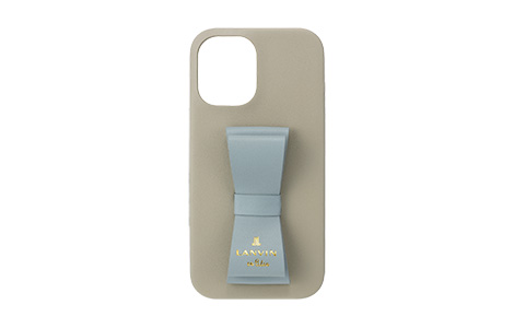 LANVIN en Bleu - Slim Wrap Case Stand & Ring Ribbon for iPhone 16 [ Gray~Light Blue ]