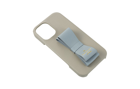 LANVIN en Bleu - Slim Wrap Case Stand & Ring Ribbon for iPhone 16 [ Gray~Light Blue ]