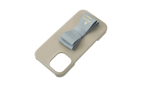 LANVIN en Bleu - Slim Wrap Case Stand & Ring Ribbon for iPhone 16 [ Gray~Light Blue ]