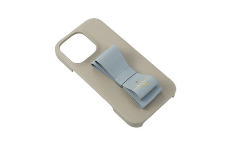 LANVIN en Bleu - Slim Wrap Case Stand & Ring Ribbon for iPhone 16 Pro [ Gray~Light Blue ]