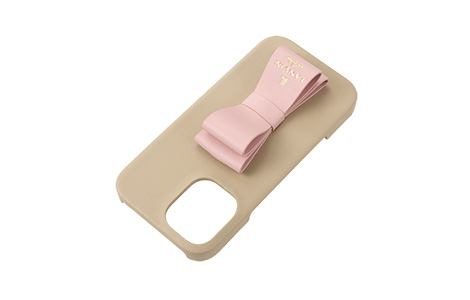 LANVIN en Bleu - Slim Wrap Case Stand & Ring Ribbon for iPhone 16 [ Beige~Pink ]