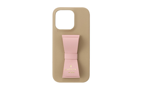 LANVIN en Bleu - Slim Wrap Case Stand & Ring Ribbon for iPhone 16 Pro [ Beige~Pink ]