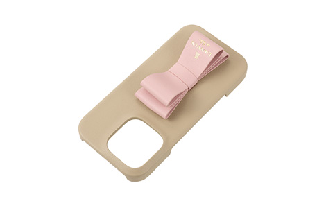 LANVIN en Bleu - Slim Wrap Case Stand & Ring Ribbon for iPhone 16 Pro [ Beige~Pink ]