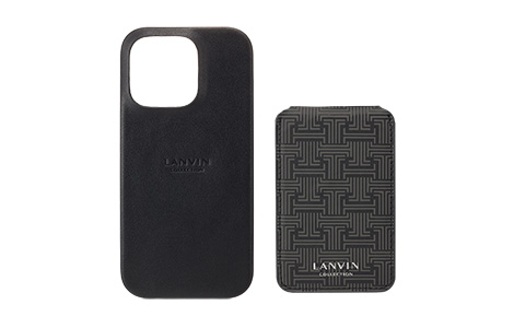 LANVIN COLLECTION - Wrap Case with MagSafe Card Wallet for iPhone 16 Pro [ Black ]