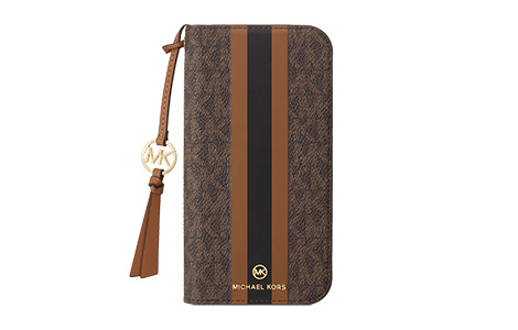 MICHAEL KORS - Folio Case Stripe with Tassel Charm for Magsafe for iPhone 16 Pro [ Brown ]