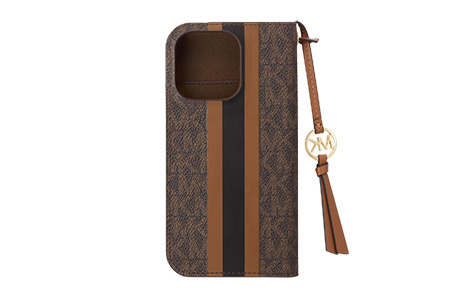 MICHAEL KORS - Folio Case Stripe with Tassel Charm for Magsafe for iPhone 16 Pro [ Brown ]