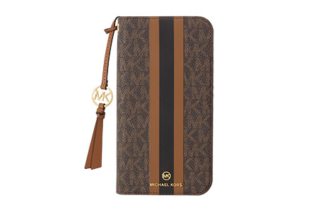 MICHAEL KORS - Folio Case Stripe with Tassel Charm for Magsafe for iPhone 16 Plus [ Brown ]