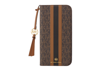 MICHAEL KORS - Folio Case Stripe with Tassel Charm for Magsafe for iPhone 16 Pro Max [ Brown ]