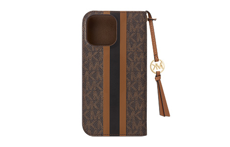 MICHAEL KORS - Folio Case Stripe with Tassel Charm for Magsafe for iPhone 16 Pro Max [ Brown ]