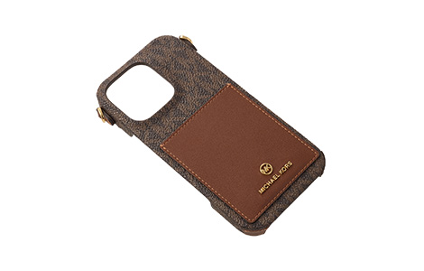 MICHAEL KORS - Wrap Case Pocket with Strap for iPhone 16 Pro [ Brown ]