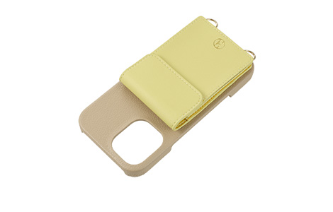 ELLE - Wrap Case with Pouch for iPhone 16 [ Beige~Yellow ]