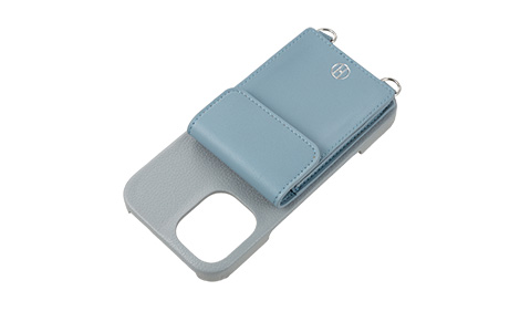 ELLE - Wrap Case with Pouch for iPhone 16 [ Gray~Light Blue ]