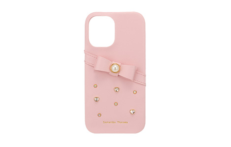 Samantha Thavasa- Wrap Case with Bijou for iPhone 16 [ Salmon Pink ]