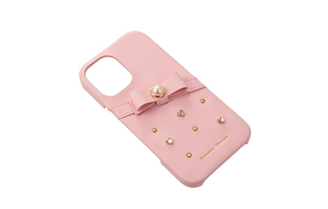 Samantha Thavasa- Wrap Case with Bijou for iPhone 16 [ Salmon Pink ]