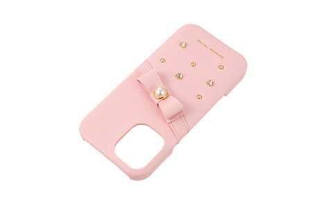 Samantha Thavasa- Wrap Case with Bijou for iPhone 16 [ Salmon Pink ]