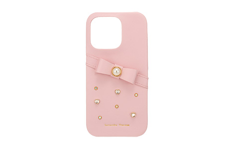 Samantha Thavasa- Wrap Case with Bijou for iPhone 16 Pro [ Salmon Pink ]