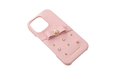 Samantha Thavasa- Wrap Case with Bijou for iPhone 16 Pro [ Salmon Pink ]