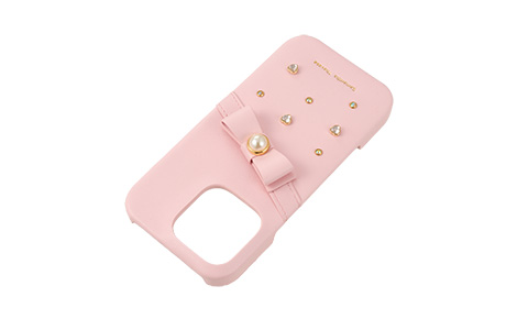 Samantha Thavasa- Wrap Case with Bijou for iPhone 16 Pro [ Salmon Pink ]