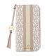 iPhone 17p MICHAEL KORS ubN^CvP[X with Tassel Charm^Beige Pink Stripe