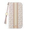 iPhone 17 Pro Maxp MICHAEL KORS ubN^CvP[X with Tassel Charm^Beige Pink Stripe