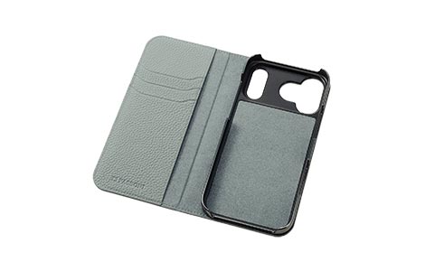 LORNA PASSONI Leather Folio Case for iPhone 18 Pro Max�^Blue Gray