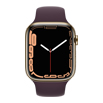 Apple Watch Series 7- 45mmゴールドステンレススチールケースとダークチェリースポーツバンド