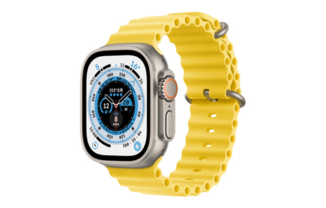 Apple Watch Ultra- 49mmチタニウムケースとイエローオーシャンバンド 