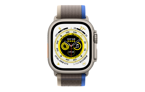 Apple Watch Ultra- 49mmチタニウムケースとブルー/グレイトレイル