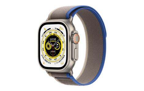 Apple Watch Ultra- 49mmチタニウムケースとブルー/グレイトレイル 