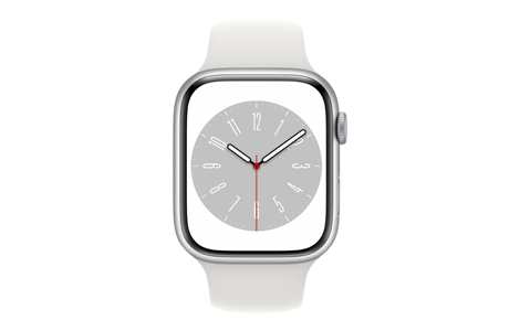 Apple Watch Series 8- 45mmシルバーアルミニウムケースとホワイト 