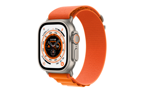 Apple Watch Ultra- 49mmチタニウムケースとオレンジアルパインループ ...
