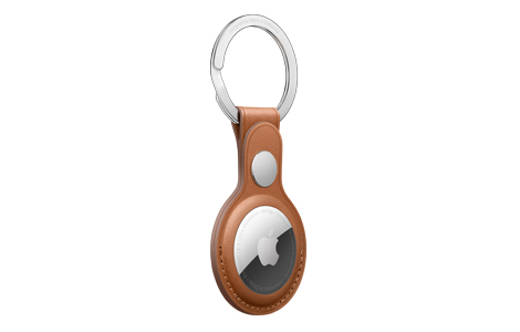 AirTag Leather Key Ring - Saddle Brown