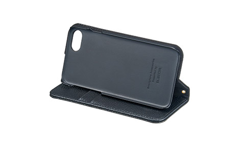 iPhone 8用 タッセル付きブックタイプケース／ブラック