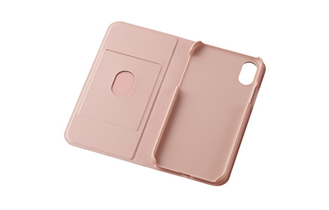 iPhone X用 シルキーブックタイプケース／ピンク