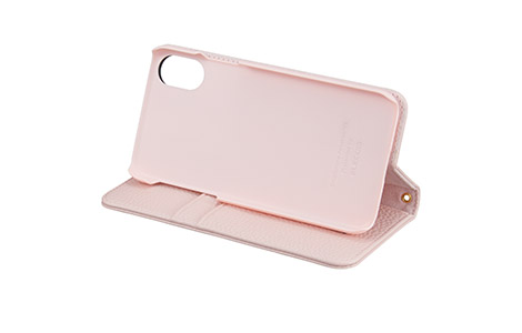 iPhone X用 タッセル付きブックタイプケース／ピンク