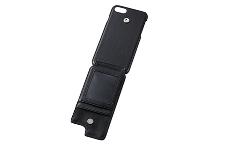 iPhone 8用 カードポケット付きフリップカバー／ブラック