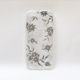 iPhone 8用 メタルデコレーションハイブリッドカバー／silver flower