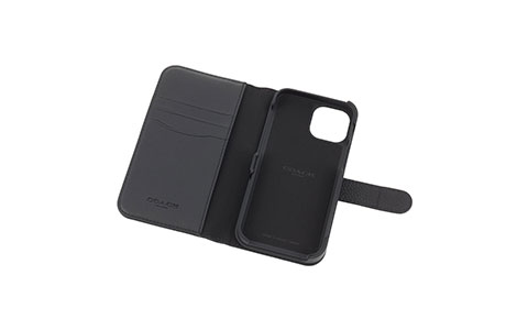iPhone 13 mini用 COACH（R）ブックタイプケース／EMBOSSED Black 