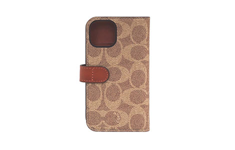 iPhone 13 mini用 COACH（R）ブックタイプケース／SIGNATURE Brown