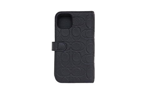 iPhone 13用 COACH（R）ブックタイプケース／EMBOSSED Black（R21C075K