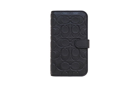 iPhone 13 Pro用 COACH（R）ブックタイプケース／EMBOSSED Black