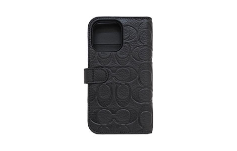 iPhone 13 Pro用 COACH（R）ブックタイプケース／EMBOSSED Black 