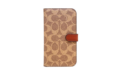 iPhone 13 Pro用 COACH（R）ブックタイプケース／SIGNATURE Brown