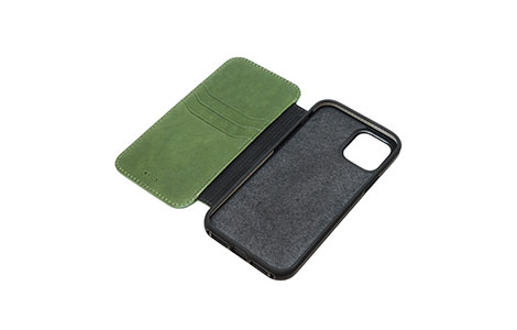 【au限定】FOX AGING-LEATHER FOLIO CASE FOR iPhone 13 Pro Max／Green