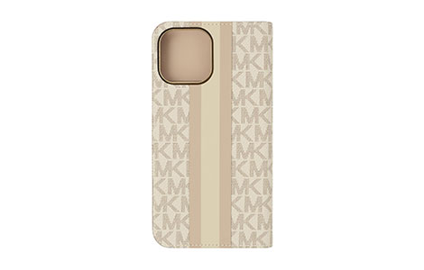 【au限定】iPhone 13 Pro Max用 MICHAEL KORS ブックタイプケース／Beige Pink Stripe