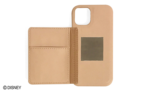 iPhone 12 mini用 ミラー&カードポケット付きハードカバー／Beige Mickey