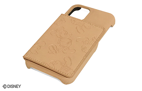 iPhone 12 mini用 ミラー&カードポケット付きハードカバー／Beige Mickey